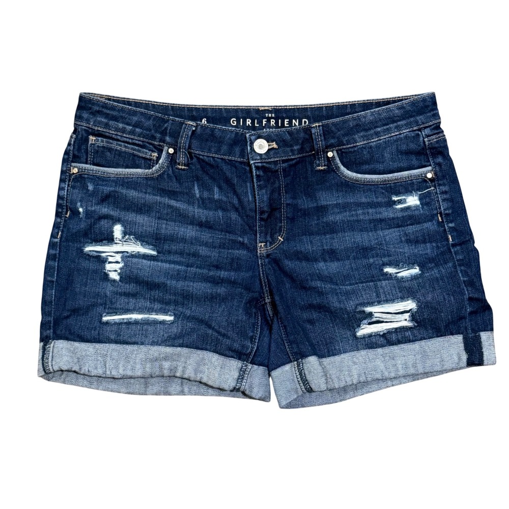 White House Black Market The Girlfriend Short Distressed Denim Cuffed Shorts 6
